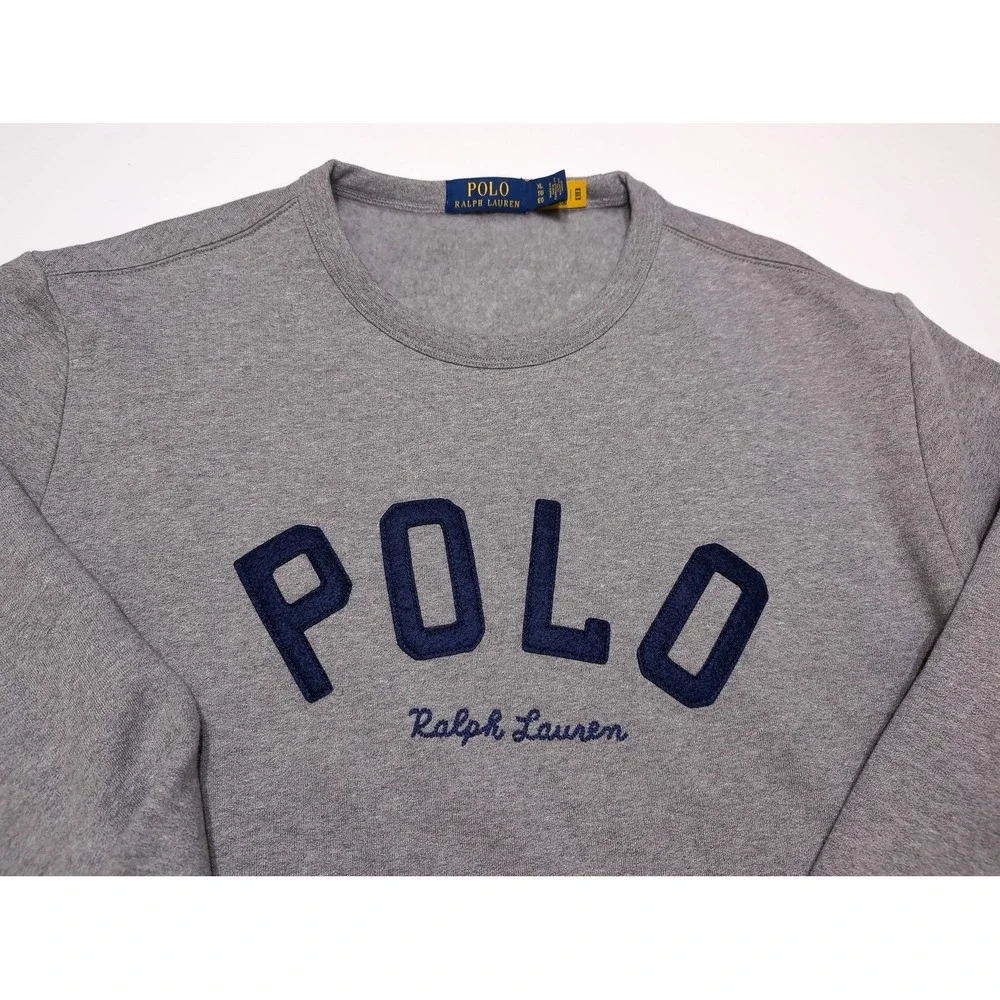 POLO Ralph Lauren Sweatshirt Mens XL Gray Excellent Embroidered Applique Logo